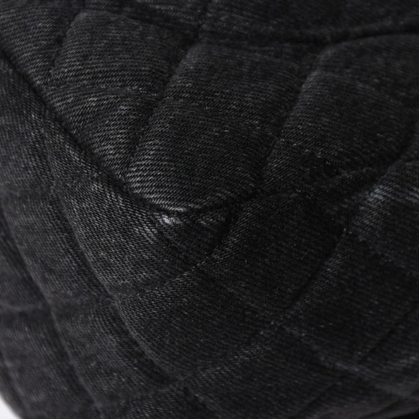 極美品 CHANEL シャネル デカマトラッセ30 Sフラップ Wチェーンショルダーバッグ 30番台 ココマーク デニム ブラック 中古 4a009776