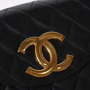 極美品 CHANEL シャネル ホーボー チェーンショルダーバッグ 0番台 ココマーク ラムスキン ブラック ゴールド金具 中古 4a009803