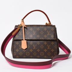 極美品 LOUIS VUITTON ルイヴィトン モノグラム クリュニーBB ショルダーバッグ M42738 ブラウン ピンク ゴールド金具 中古 4a009805