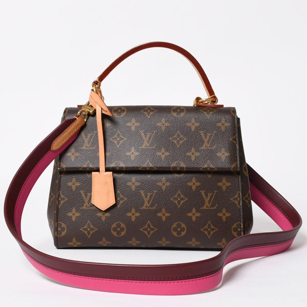 極美品 LOUIS VUITTON ルイヴィトン モノグラム クリュニーBB ショルダーバッグ M42738 ブラウン ピンク ゴールド金具 中古 4a009805