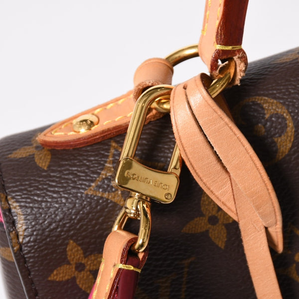極美品 LOUIS VUITTON ルイヴィトン モノグラム クリュニーBB ショルダーバッグ M42738 ブラウン ピンク ゴールド金具 中古 4a009805