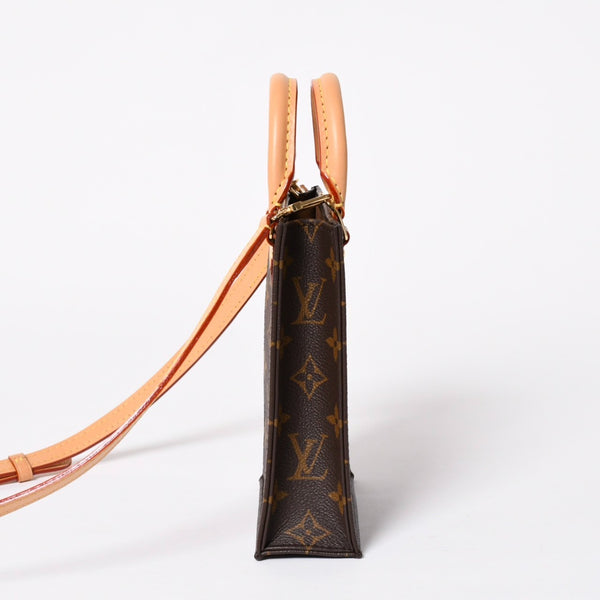 Like new LOUIS VUITTON Shoulder bag M81295 Petit Sac Plat Monogram Brown Gold hardware Used 4a009598