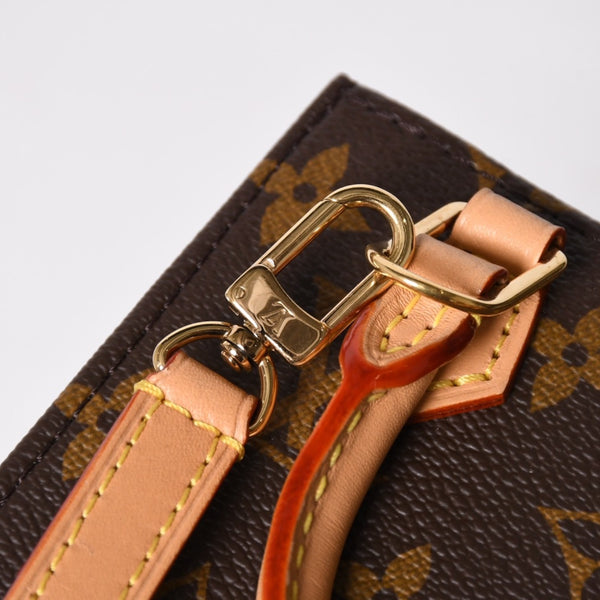 Like new LOUIS VUITTON Shoulder bag M81295 Petit Sac Plat Monogram Brown Gold hardware Used 4a009598