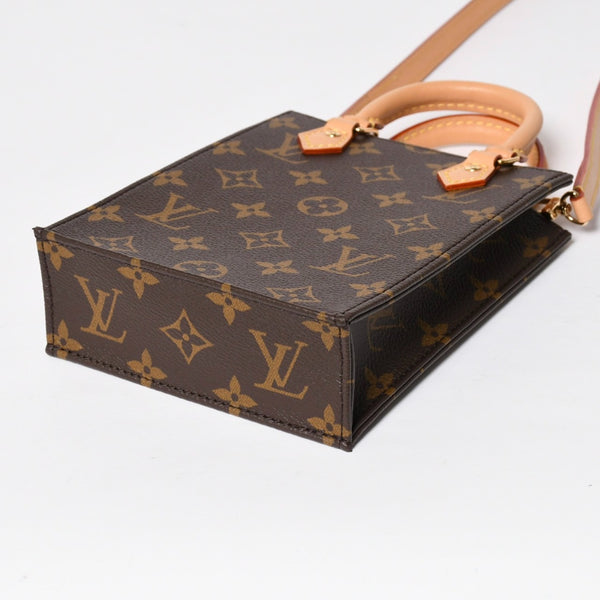 Like new LOUIS VUITTON Shoulder bag M81295 Petit Sac Plat Monogram Brown Gold hardware Used 4a009598