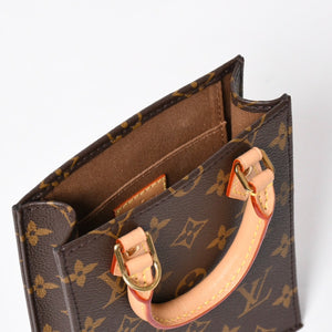 Like new LOUIS VUITTON Shoulder bag M81295 Petit Sac Plat Monogram Brown Gold hardware Used 4a009598