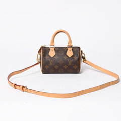 Like new LOUIS VUITTON Nano Speedy Handbag 2WAY Bag M81085 Monogram PVC Used Leather Gold Hardware 4a001234