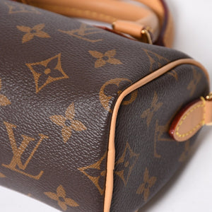 Like new LOUIS VUITTON Nano Speedy Handbag 2WAY Bag M81085 Monogram PVC Used Leather Gold Hardware 4a001234