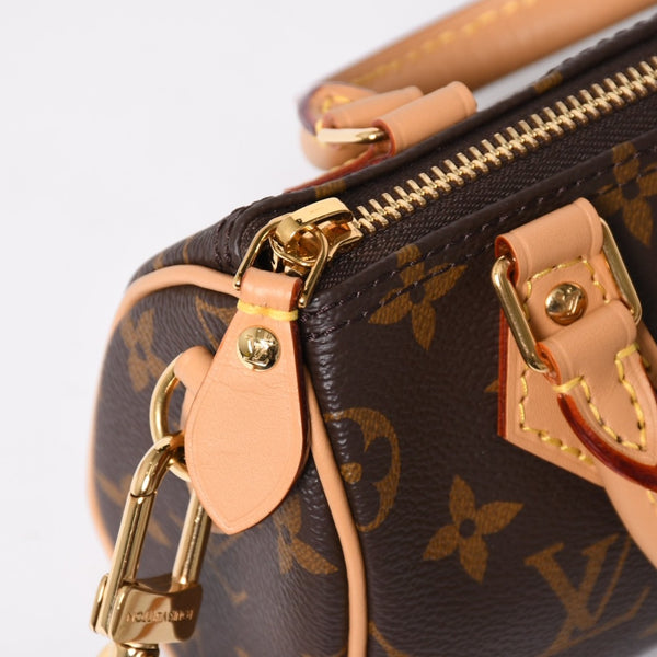 Like new LOUIS VUITTON Nano Speedy Handbag 2WAY Bag M81085 Monogram PVC Used Leather Gold Hardware 4a001234
