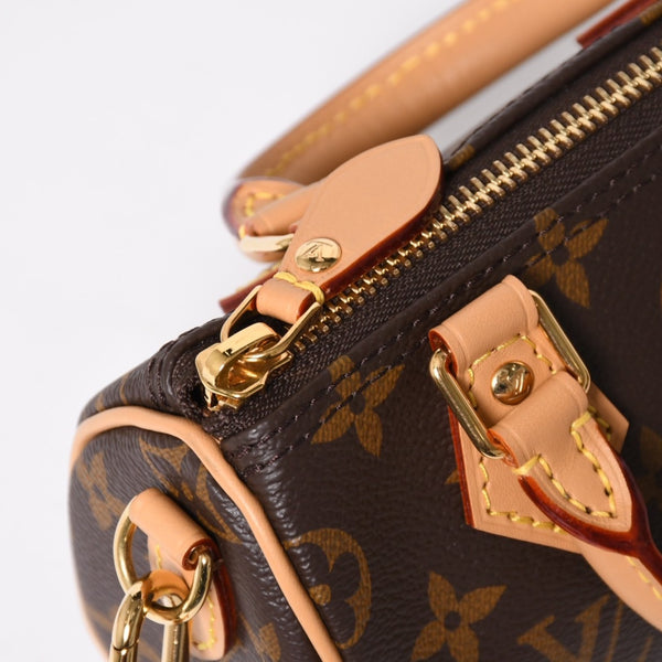 Like new LOUIS VUITTON Nano Speedy Handbag 2WAY Bag M81085 Monogram PVC Used Leather Gold Hardware 4a001234