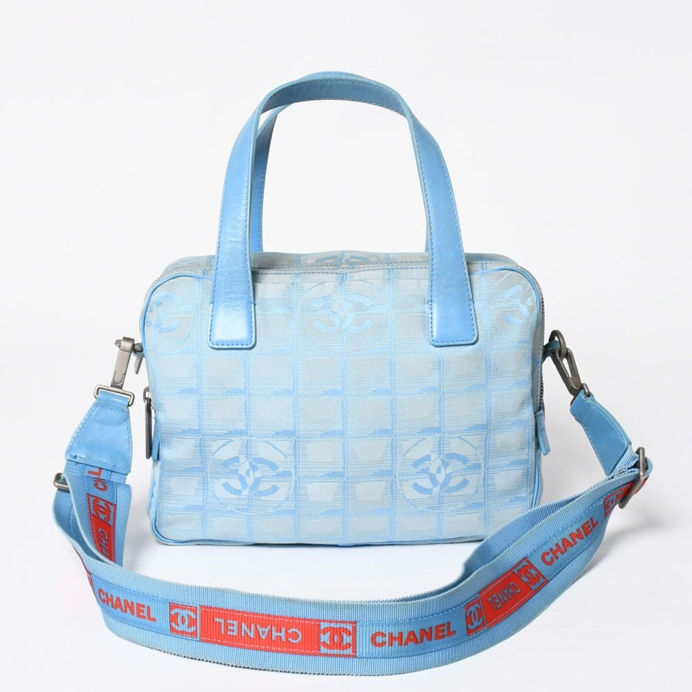 CHANEL シャネル ニュートラベルライン 2WAYバッグ 7番台 ココマーク ナイロン レザー ブルー レッド 良品 中古 4a009697