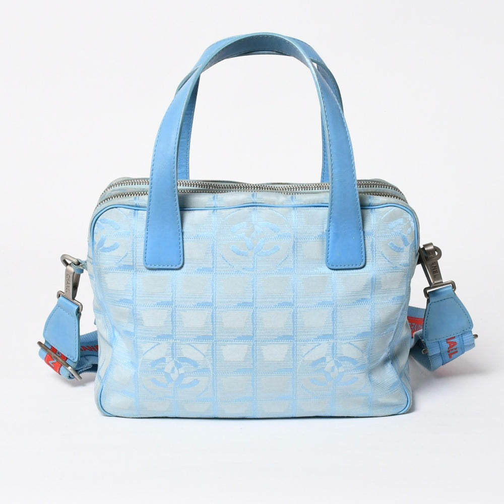 CHANEL シャネル ニュートラベルライン 2WAYバッグ 7番台 ココマーク ナイロン レザー ブルー レッド 良品 中古 4a009697