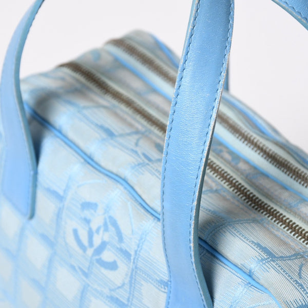 CHANEL New Travel Line 2WAY Bag No. 7 Coco Mark Nylon Leather Blue Red Good Used 4a009697