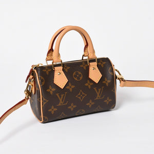 Like new LOUIS VUITTON Nano Speedy Handbag 2WAY Bag M81085 Monogram PVC Used Leather Gold Hardware 4a001234