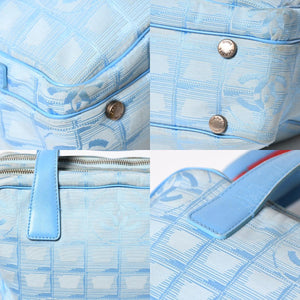 CHANEL New Travel Line 2WAY Bag No. 7 Coco Mark Nylon Leather Blue Red Good Used 4a009697