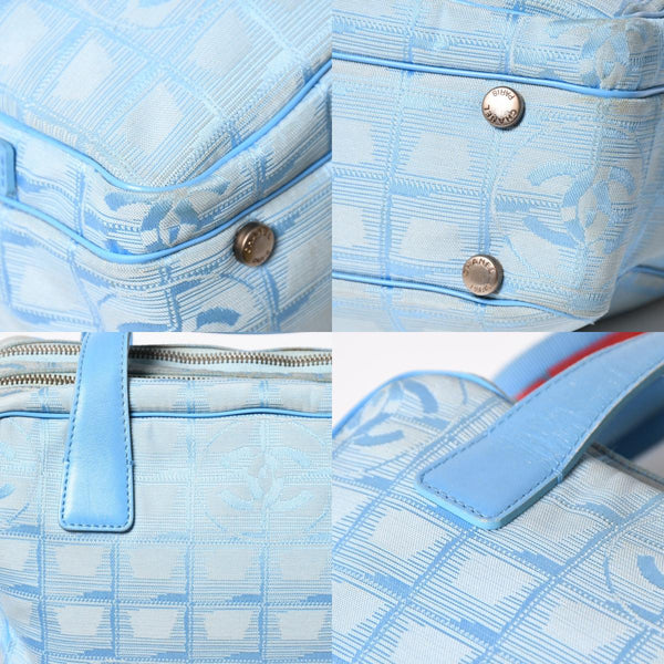 CHANEL New Travel Line 2WAY Bag No. 7 Coco Mark Nylon Leather Blue Red Good Used 4a009697