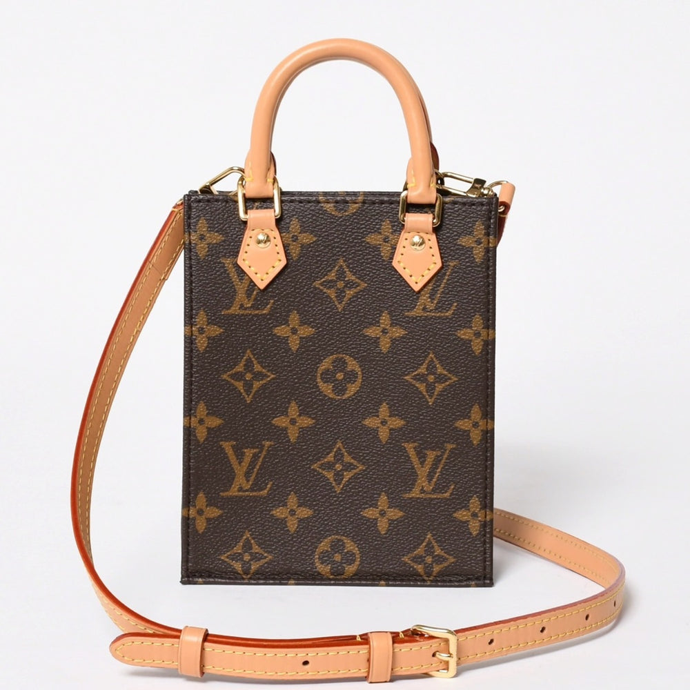 新品同様 LOUIS VUITTON ルイヴィトン ショルダーバッグ M81295 プティットサックプラ モノグラム ブラウン ゴールド金具 中古 4a009598