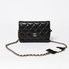 Like new CHANEL Chain wallet bi-fold wallet 31 series here mark lambskin black gold hardware used 4a009590
