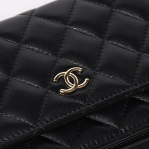 Like new CHANEL Chain wallet bi-fold wallet 31 series here mark lambskin black gold hardware used 4a009590