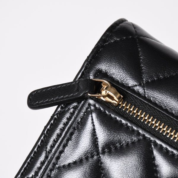 Like new CHANEL Chain wallet bi-fold wallet 31 series here mark lambskin black gold hardware used 4a009590