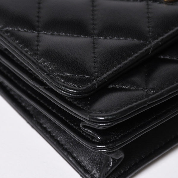 Like new CHANEL Chain wallet bi-fold wallet 31 series here mark lambskin black gold hardware used 4a009590