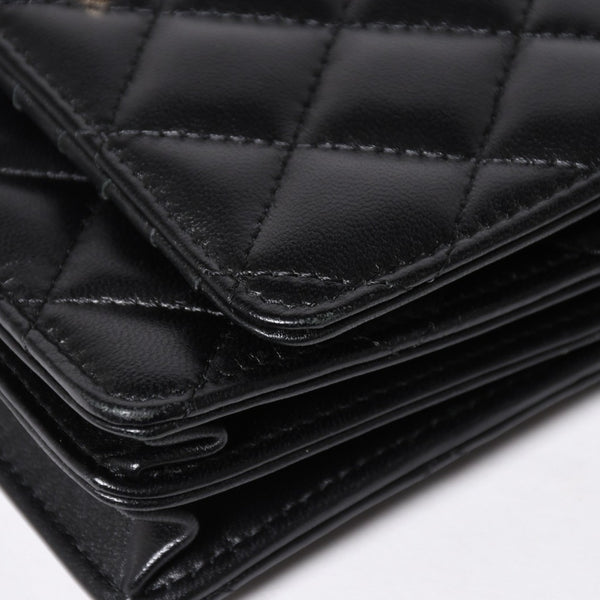 Like new CHANEL Chain wallet bi-fold wallet 31 series here mark lambskin black gold hardware used 4a009590