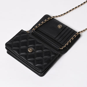 Like new CHANEL Chain wallet bi-fold wallet 31 series here mark lambskin black gold hardware used 4a009590