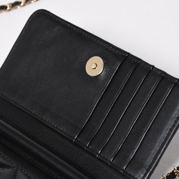 Like new CHANEL Chain wallet bi-fold wallet 31 series here mark lambskin black gold hardware used 4a009590