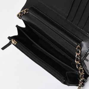 Like new CHANEL Chain wallet bi-fold wallet 31 series here mark lambskin black gold hardware used 4a009590
