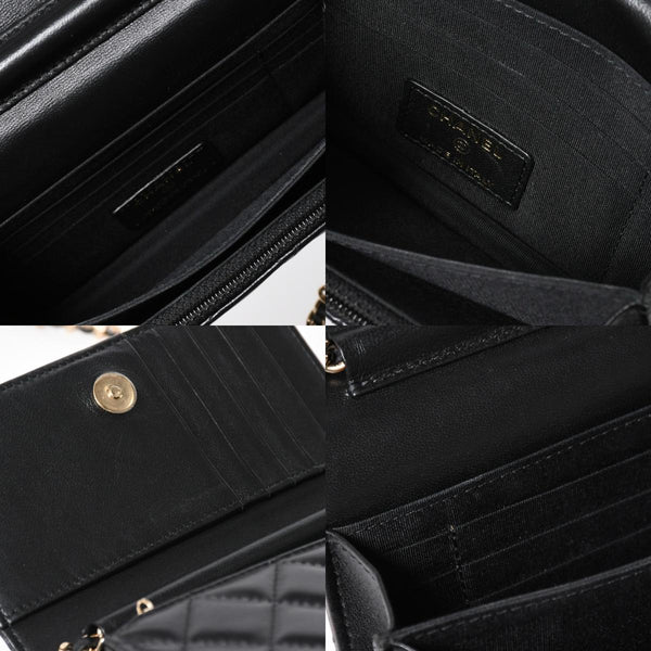 Like new CHANEL Chain wallet bi-fold wallet 31 series here mark lambskin black gold hardware used 4a009590