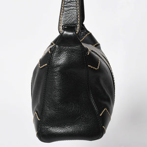 極美品 CHANEL シャネル ワイルドステッチ トップハンドル ワンショルダーバッグ 9番台 ココマーク キャビアスキン ゴールド金具 中古 4a009743
