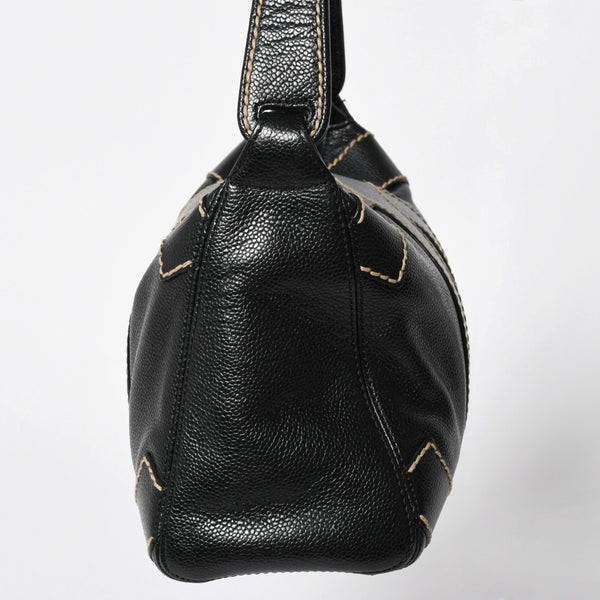 極美品 CHANEL シャネル ワイルドステッチ トップハンドル ワンショルダーバッグ 9番台 ココマーク キャビアスキン ゴールド金具 中古 4a009743