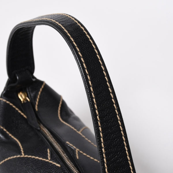 極美品 CHANEL シャネル ワイルドステッチ トップハンドル ワンショルダーバッグ 9番台 ココマーク キャビアスキン ゴールド金具 中古 4a009743