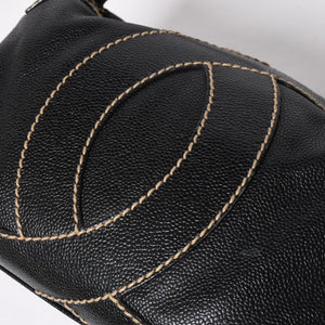 極美品 CHANEL シャネル ワイルドステッチ トップハンドル ワンショルダーバッグ 9番台 ココマーク キャビアスキン ゴールド金具 中古 4a009743