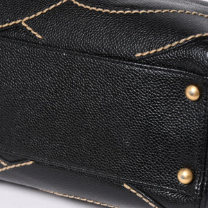 極美品 CHANEL シャネル ワイルドステッチ トップハンドル ワンショルダーバッグ 9番台 ココマーク キャビアスキン ゴールド金具 中古 4a009743