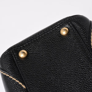 極美品 CHANEL シャネル ワイルドステッチ トップハンドル ワンショルダーバッグ 9番台 ココマーク キャビアスキン ゴールド金具 中古 4a009743