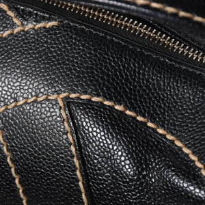 極美品 CHANEL シャネル ワイルドステッチ トップハンドル ワンショルダーバッグ 9番台 ココマーク キャビアスキン ゴールド金具 中古 4a009743