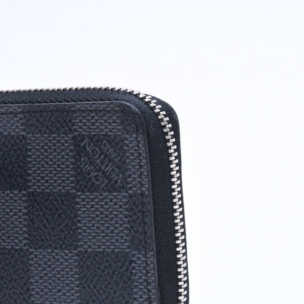新品同様 LOUIS VUITTON ルイヴィトン ジッピーコインパース N63076 ブラック ミニウォレット ダミエグラフィットキャンバス シルバー金具 中古 4a009752