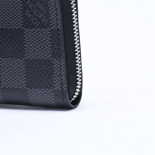 新品同様 LOUIS VUITTON ルイヴィトン ジッピーコインパース N63076 ブラック ミニウォレット ダミエグラフィットキャンバス シルバー金具 中古 4a009752