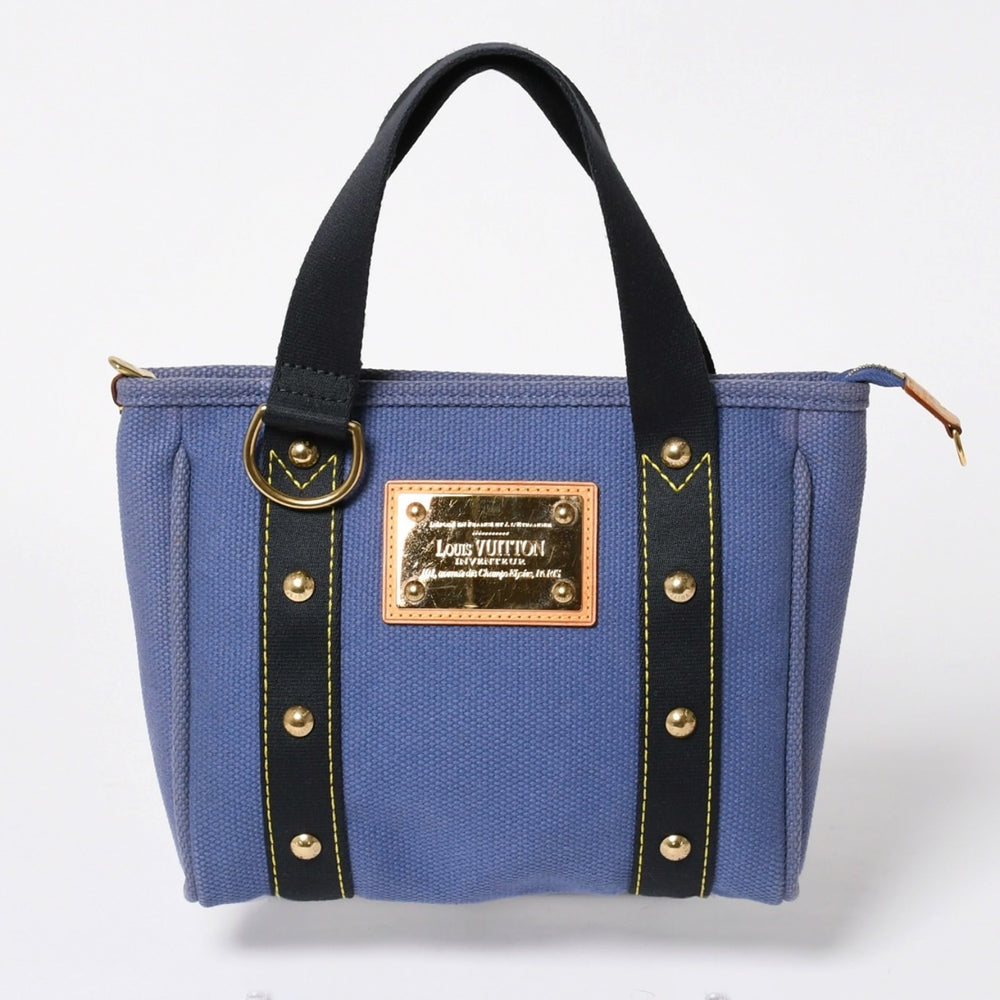 極美品 LOUIS VUITTON ルイヴィトン LV アンティグア カバPM ミニ ハンドバッグ M40090 アンティグア ブルー ゴールド金具 中古 4a009647