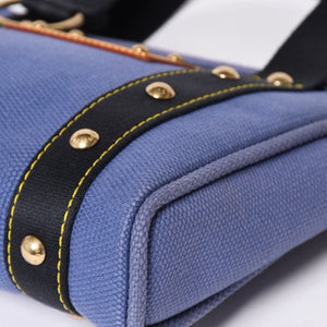 極美品 LOUIS VUITTON ルイヴィトン LV アンティグア カバPM ミニ ハンドバッグ M40090 アンティグア ブルー ゴールド金具 中古 4a009647