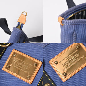 極美品 LOUIS VUITTON ルイヴィトン LV アンティグア カバPM ミニ ハンドバッグ M40090 アンティグア ブルー ゴールド金具 中古 4a009647