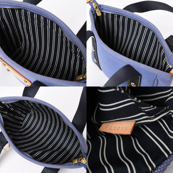 極美品 LOUIS VUITTON ルイヴィトン LV アンティグア カバPM ミニ ハンドバッグ M40090 アンティグア ブルー ゴールド金具 中古 4a009647