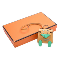 極美品 HERMES エルメス ケリードールチャーム フォイン グリーン系 K刻印 アクセサリー 中古 4a010043