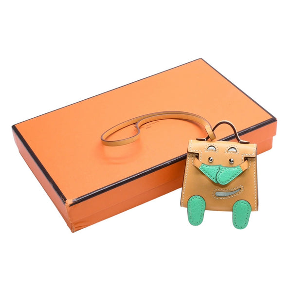 極美品 HERMES エルメス ケリードールチャーム フォイン グリーン系 K刻印 アクセサリー 中古 4a010043