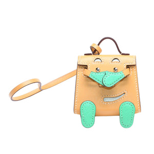 極美品 HERMES エルメス ケリードールチャーム フォイン グリーン系 K刻印 アクセサリー 中古 4a010043