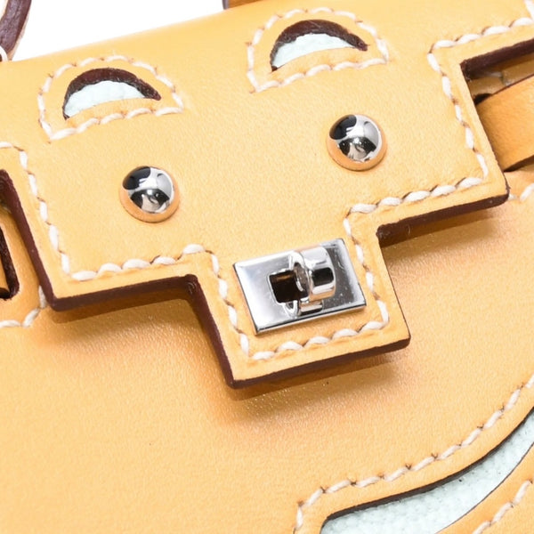 極美品 HERMES エルメス ケリードールチャーム フォイン グリーン系 K刻印 アクセサリー 中古 4a010043