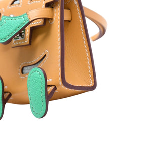 極美品 HERMES エルメス ケリードールチャーム フォイン グリーン系 K刻印 アクセサリー 中古 4a010043