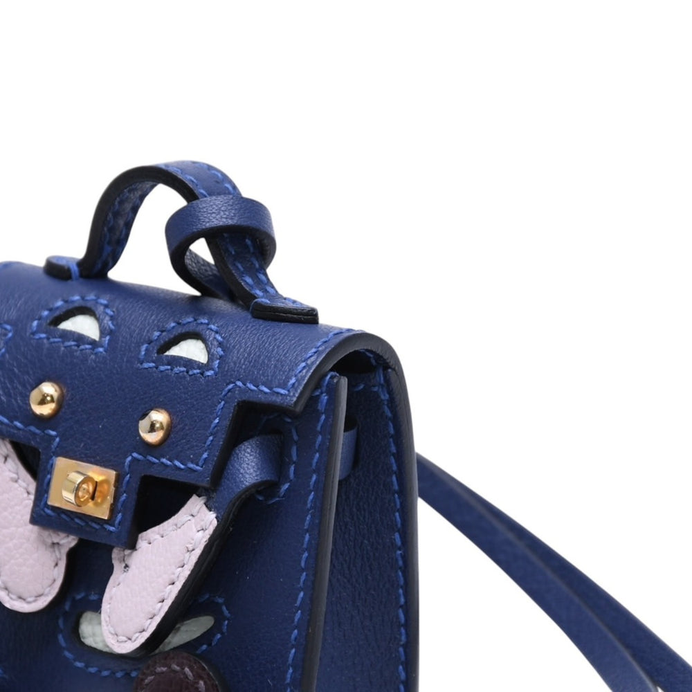 Very Good Condition HERMES Kelly Doll Charm Blue Saphir Veil Fizz U Engraved Accessory Used 4a009620