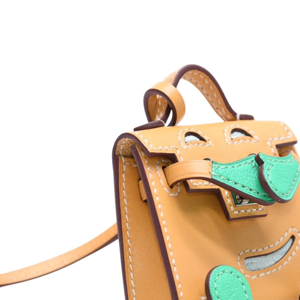 極美品 HERMES エルメス ケリードールチャーム フォイン グリーン系 K刻印 アクセサリー 中古 4a010043