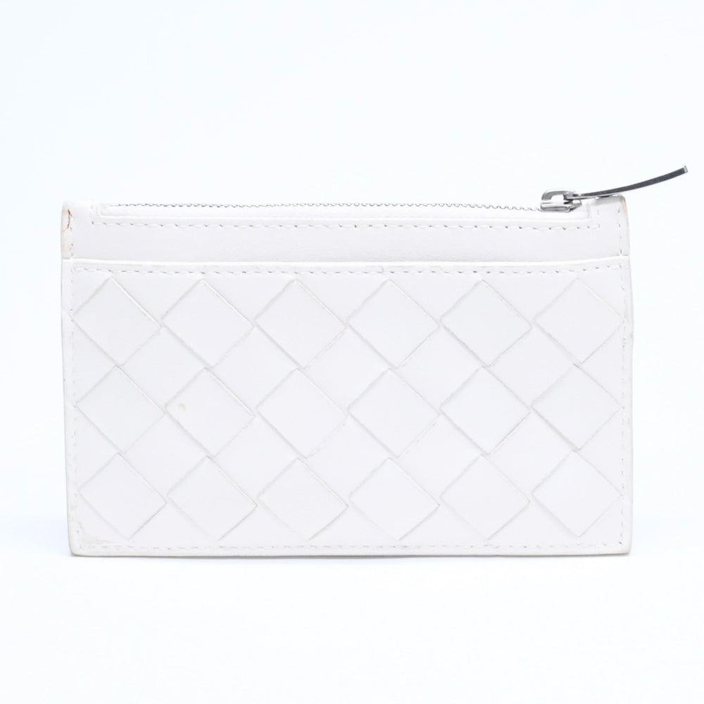 BOTTEGA VENETA Intrecciato Fragment Case Coin Case Wallet White Ivory Silver Hardware S02259110R Good Condition Used 4a009667